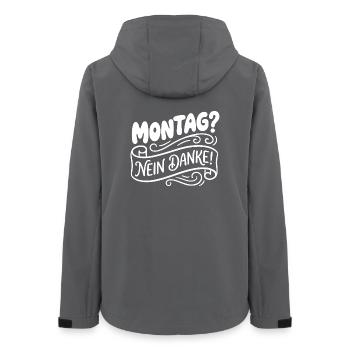 Montag? Nein Danke! Handlettering - Frauen Recycelte Softshelljacke von Stanley/Stella - Anthrazit - Hinten - AI Model Female 172 light (172cm)
