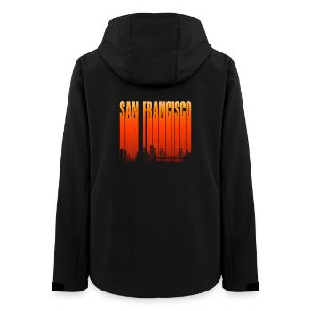 San Francisco Skyline Gradient - Women’s Recycled Softshell Jacket by Stanley/Stella - black - Back - AI Model Female 172 light (172cm)