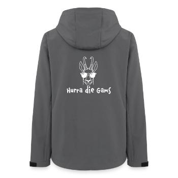 hurra die gams berg wandern gipfelbier hüttengaudi - Frauen Recycelte Softshelljacke von Stanley/Stella - Anthrazit - Hinten - AI Model Female 172 light (172cm)