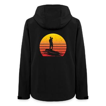 SUP Retro Stand Up Paddling Vintage Sunset - Frauen Recycelte Softshelljacke von Stanley/Stella - Schwarz - Hinten - AI Model Female 172 light (172cm)