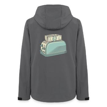 Pain grille-pain Cash Hustle Design de T-shirt drôle - Veste softshell femme recyclée Stanley/Stella - charbon - Dos - AI Model Female 172 light (172cm)