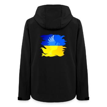 Drapeau de l’Ukraine avec colombe de la paix - Veste softshell femme recyclée Stanley/Stella - noir - Dos - AI Model Female 172 light (172cm)