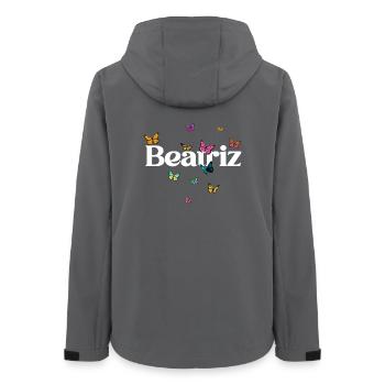 Beau prénom de fille BEATRIZ avec des papillons - Veste softshell femme recyclée Stanley/Stella - charbon - Dos - AI Model Female 172 light (172cm)