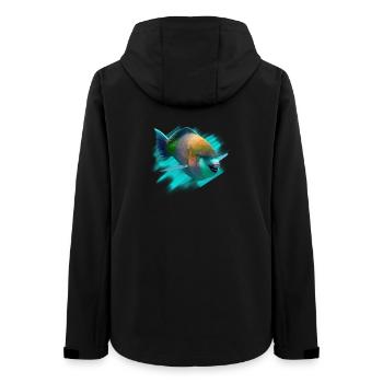 Neon Tropenfisch Farbenspiel - Frauen Recycelte Softshelljacke von Stanley/Stella - Schwarz - Hinten - AI Model Female 172 light (172cm)
