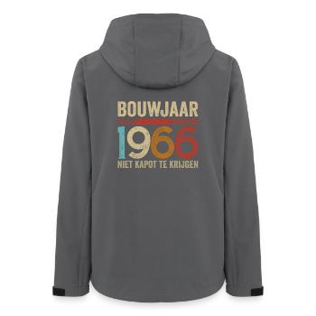 Bouwjaar augustus 1966 niet kapot te krijgen - Women’s Recycled Softshell Jacket by Stanley/Stella - anthracite - Back - AI Model Female 172 light (172cm)