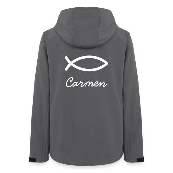 Carmen prénom de famille avec C baptême de prénom de jeune fille - Veste softshell femme recyclée Stanley/Stella - charbon - Dos - AI Model Female 172 light (172cm)