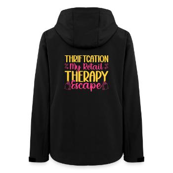 Thrift Shopper Thriftcation My Retail Thrift Store - Frauen Recycelte Softshelljacke von Stanley/Stella - Schwarz - Hinten - AI Model Female 172 light (172cm)
