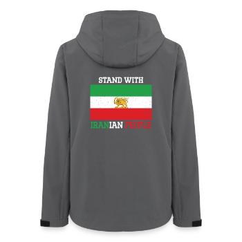 Emblème Tenir Tes Côtés du Peuple Iranien - Veste softshell femme recyclée Stanley/Stella - charbon - Dos - AI Model Female 172 light (172cm)