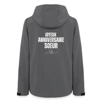 Joyeux anniversaire Soeur - Veste softshell femme recyclée Stanley/Stella - charbon - Dos - AI Model Female 172 light (172cm)