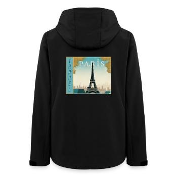 Paris Travel Retro Reiseposter - Frauen Recycelte Softshelljacke von Stanley/Stella - Schwarz - Hinten - AI Model Female 172 light (172cm)