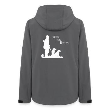 Friday for Hunting - Hunting motif with hunter & dog - Women’s Recycled Softshell Jacket by Stanley/Stella - anthracite - Back - AI Model Female 172 light (172cm)