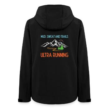 Ultra Running - Mud, Sweat and Trails - Women’s Recycled Softshell Jacket by Stanley/Stella - black - Back - AI Model Female 172 light (172cm)