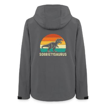 Sobrietysaurus Lustiger Nüchtern Erholung AA NA - Frauen Recycelte Softshelljacke von Stanley/Stella - Anthrazit - Hinten - AI Model Female 172 light (172cm)