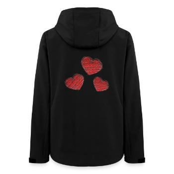 HERZ. HERZ. HEILIGER VALENTINSTAG. LIEBE. LIEBE. WEIHNACHTEN - Frauen Recycelte Softshelljacke von Stanley/Stella - Schwarz - Hinten - AI Model Female 172 light (172cm)
