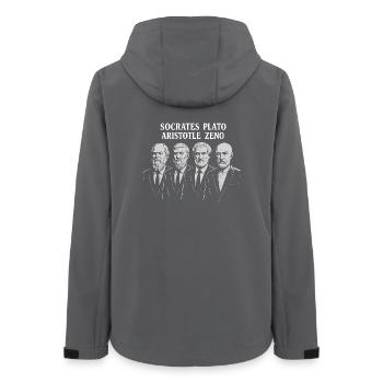 Penseurs Socrate, Platon, Aristote, Zénon en couleur - Veste softshell femme recyclée Stanley/Stella - charbon - Dos - AI Model Female 172 light (172cm)