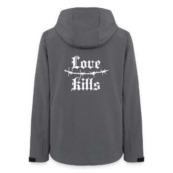 Gothic Barbed Wire Typography - Women’s Recycled Softshell Jacket by Stanley/Stella - anthracite - Back - AI Model Female 172 light (172cm)