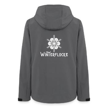 Winterflocke - Wortschätze - vergessene Wörter - Frauen Recycelte Softshelljacke von Stanley/Stella - Anthrazit - Hinten - AI Model Female 172 light (172cm)