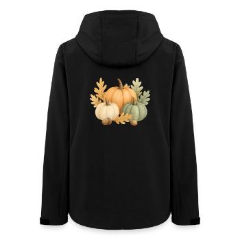 Pumpkins, oak leaves &amp; acorns - Women’s Recycled Softshell Jacket by Stanley/Stella - black - Back - AI Model Female 172 light (172cm)
