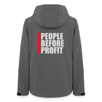 People Before Profit Activism Justice Logo - Women’s Recycled Softshell Jacket by Stanley/Stella - anthracite - Back - AI Model Female 172 light (172cm)
