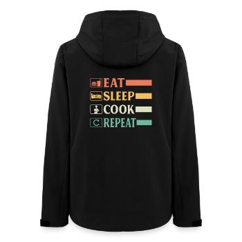 Funny Chef Head Chef Baker Chef Eat Sleep Cook Rep - Women’s Recycled Softshell Jacket by Stanley/Stella - black - Back - AI Model Female 172 light (172cm)