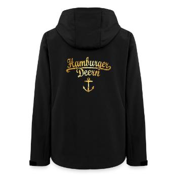 Hamburger Deern Klassik (Vintage Goldgelb) - Frauen Recycelte Softshelljacke von Stanley/Stella - Schwarz - Hinten - AI Model Female 172 light (172cm)