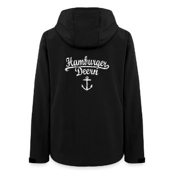 Hamburger Deern Klassik (Vintage Weiß) Hamburg - Frauen Recycelte Softshelljacke von Stanley/Stella - Schwarz - Hinten - AI Model Female 172 light (172cm)
