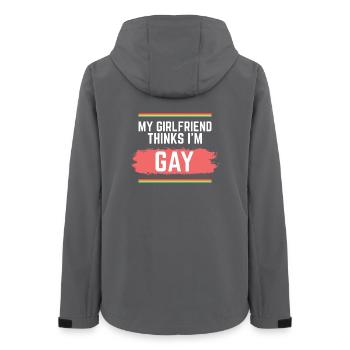 Pride Rainbow Ma copine pense que je suis gay - Veste softshell femme recyclée Stanley/Stella - charbon - Dos - AI Model Female 172 light (172cm)