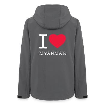 J’AIME LE MYANMAR - Veste softshell femme recyclée Stanley/Stella - charbon - Dos - AI Model Female 172 light (172cm)