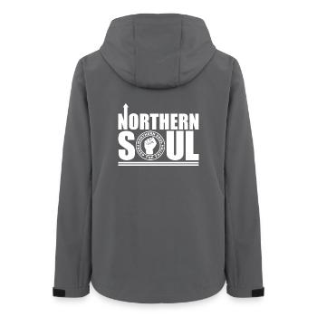 Northern Soul - Keep The Faith - Women’s Recycled Softshell Jacket by Stanley/Stella - anthracite - Back - AI Model Female 172 light (172cm)