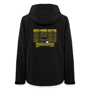 Black Cat with Coffee Mug Illustration - Women’s Recycled Softshell Jacket by Stanley/Stella - black - Back - AI Model Female 172 light (172cm)
