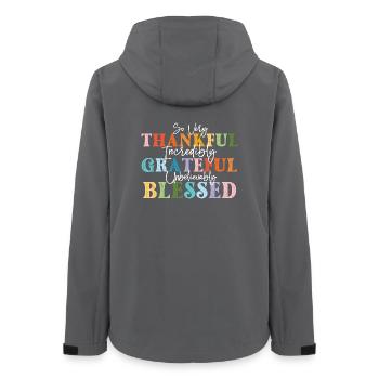 So Very Thankful Grateful Fall - Women’s Recycled Softshell Jacket by Stanley/Stella - anthracite - Back - AI Model Female 172 light (172cm)