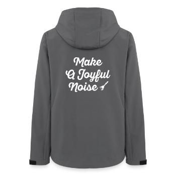 Make A Joyful Noise Typografie - Frauen Recycelte Softshelljacke von Stanley/Stella - Anthrazit - Hinten - AI Model Female 172 light (172cm)