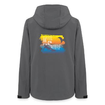 KITE SURFEN - Frauen Recycelte Softshelljacke von Stanley/Stella - Anthrazit - Hinten - AI Model Female 172 light (172cm)