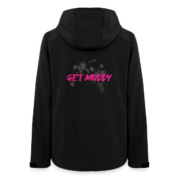Get muddy Schlammlauf Mud Run Muddy Race - Frauen Recycelte Softshelljacke von Stanley/Stella - Schwarz - Hinten - AI Model Female 172 light (172cm)