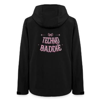 Techno Baddie Outfit – Rave Festival Techno Girl - Frauen Recycelte Softshelljacke von Stanley/Stella - Schwarz - Hinten - AI Model Female 172 light (172cm)