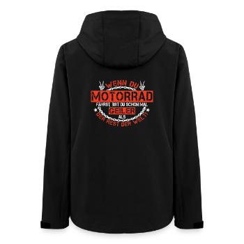 Motorrad Biker Geil lustig Spruch - Frauen Recycelte Softshelljacke von Stanley/Stella - Schwarz - Hinten - AI Model Female 172 light (172cm)