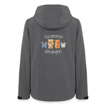 Zusammen Abhängen Kuscheltiere Teddybär Freunde - Frauen Recycelte Softshelljacke von Stanley/Stella - Anthrazit - Hinten - AI Model Female 172 light (172cm)
