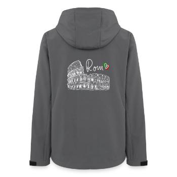 Handgezeichnetes Kolosseum Rom Weiß auf Schwarz - Frauen Recycelte Softshelljacke von Stanley/Stella - Anthrazit - Hinten - AI Model Female 172 light (172cm)