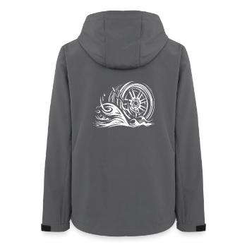 Rennsport Felge mit Flammen – Tribal Auto Design - Frauen Recycelte Softshelljacke von Stanley/Stella - Anthrazit - Hinten - AI Model Female 172 light (172cm)