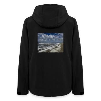 Coastal Magic: Waves and Clouds Holland - Women’s Recycled Softshell Jacket by Stanley/Stella - black - Back - AI Model Female 172 light (172cm)