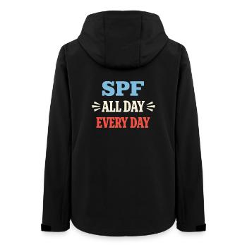 Spf Culture Identity Skin Care Humor - Women’s Recycled Softshell Jacket by Stanley/Stella - black - Back - AI Model Female 172 light (172cm)