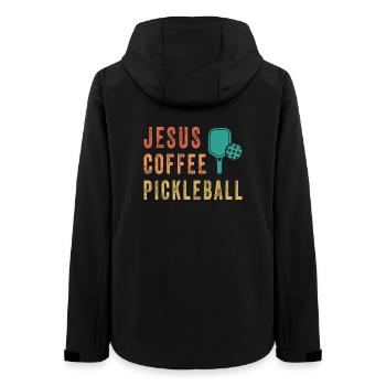 Jesus Coffee Pickleball - Frauen Recycelte Softshelljacke von Stanley/Stella - Schwarz - Hinten - AI Model Female 172 light (172cm)