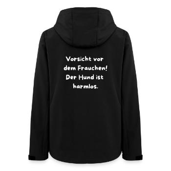 Vorsicht vor dem Frauchen — Hund harmlos - Frauen Recycelte Softshelljacke von Stanley/Stella - Schwarz - Hinten - AI Model Female 172 light (172cm)