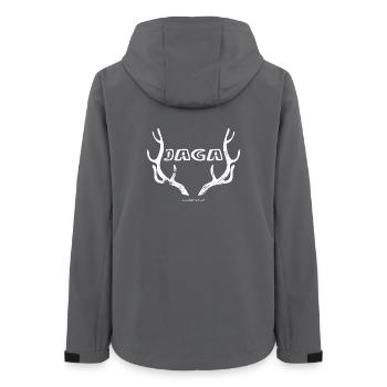 Jaga - Jäger - Österreichischer Dialekt - Frauen Recycelte Softshelljacke von Stanley/Stella - Anthrazit - Hinten - AI Model Female 172 light (172cm)