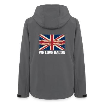 We Love Bacon UK Meme - Women’s Recycled Softshell Jacket by Stanley/Stella - anthracite - Back - AI Model Female 172 light (172cm)