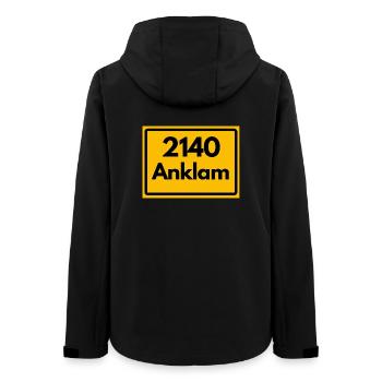 ALTE POSTLEITZAHL PLZ RETRO 2140 ANKLAM HEIMAT - Frauen Recycelte Softshelljacke von Stanley/Stella - Schwarz - Hinten - AI Model Female 172 light (172cm)