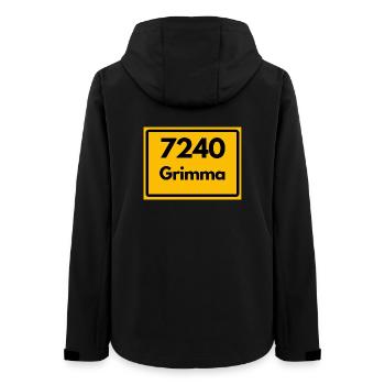 ALTE POSTLEITZAHL 7240 GRIMMA HEIMATSTOLZ SACHSEN - Frauen Recycelte Softshelljacke von Stanley/Stella - Schwarz - Hinten - AI Model Female 172 light (172cm)