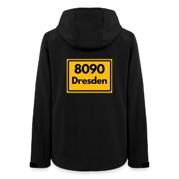ALTE POSTLEITZAHL PLZ 8090 DRESDEN SACHSEN RETRO - Frauen Recycelte Softshelljacke von Stanley/Stella - Schwarz - Hinten - AI Model Female 172 light (172cm)