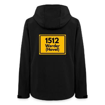 ALTE POSTLEITZAHL 1512 WERDER (HAVEL) BRANDENBURG - Frauen Recycelte Softshelljacke von Stanley/Stella - Schwarz - Hinten - AI Model Female 172 light (172cm)