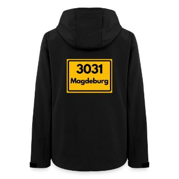 ALTE POSTLEITZAHL 3031 PLZ 39104 MAGDEBURG DDR - Frauen Recycelte Softshelljacke von Stanley/Stella - Schwarz - Hinten - AI Model Female 172 light (172cm)